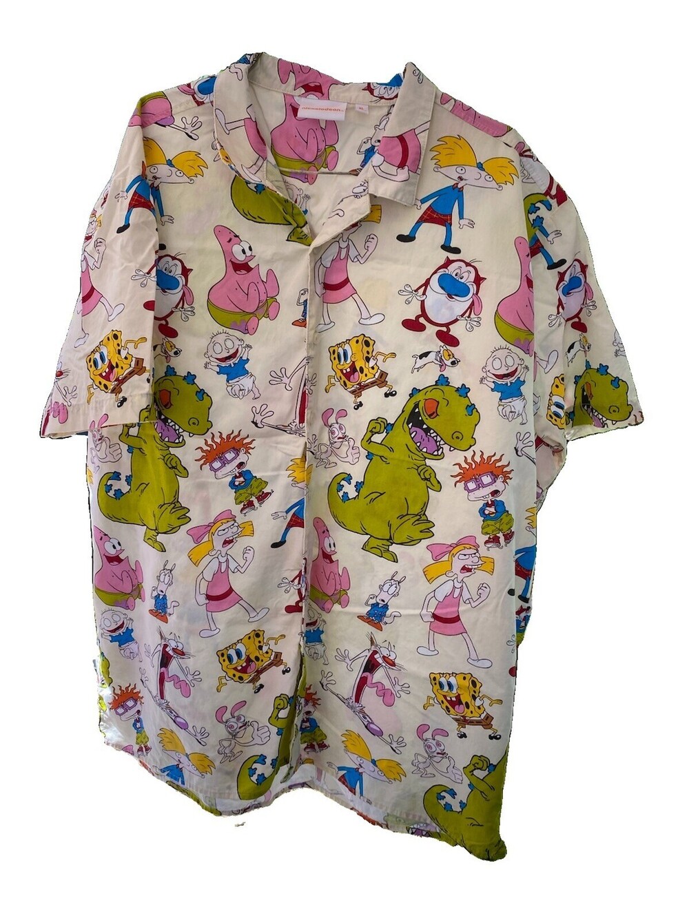 Nickelodeon 90s Cartoon Men Short Sleeve Shirt Rugrats SpongeBob-Size XL-Vibrant